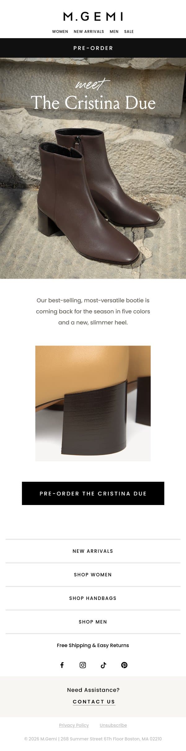 Pre-Order Our Best-Selling Bootie email from M.Gemi screenshot