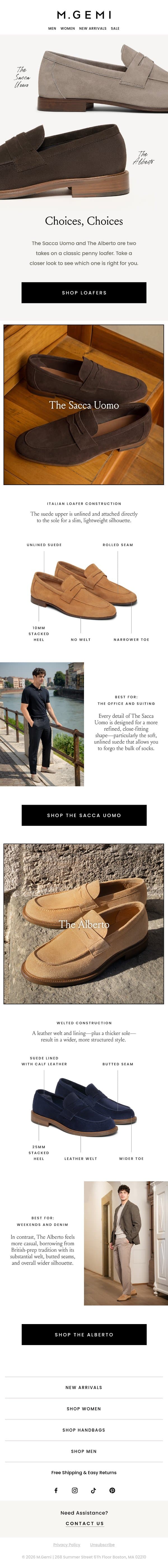 Which Loafer Is Right For You? email from M.Gemi screenshot
