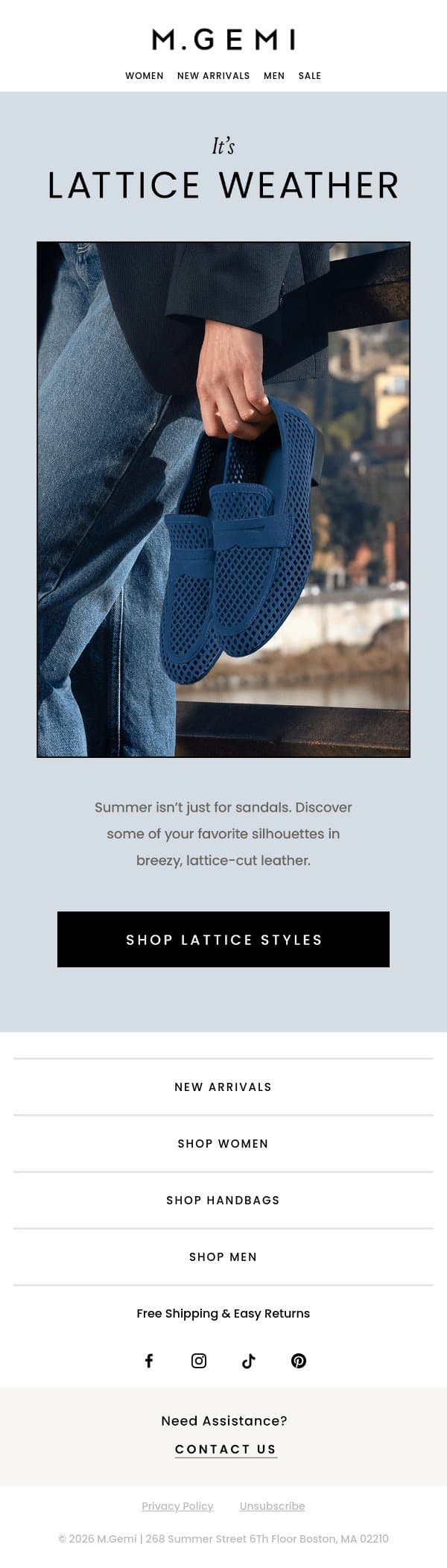 Meet Our Breeziest Leather email from M.Gemi screenshot