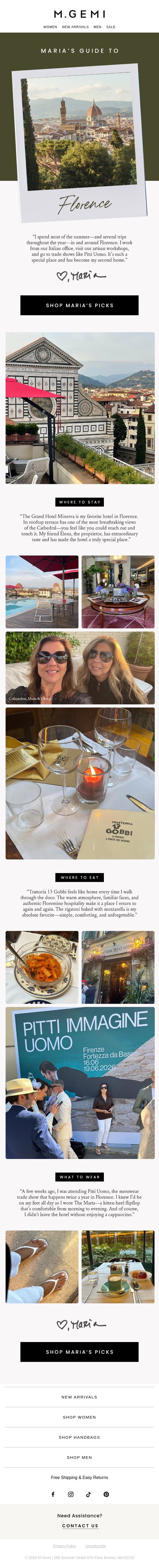 Maria’s Guide To Florence email from M.Gemi screenshot