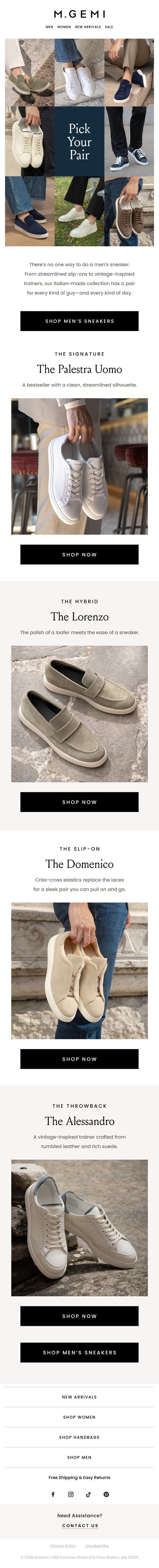 Not All Sneakers Are Created Equal email from M.Gemi screenshot