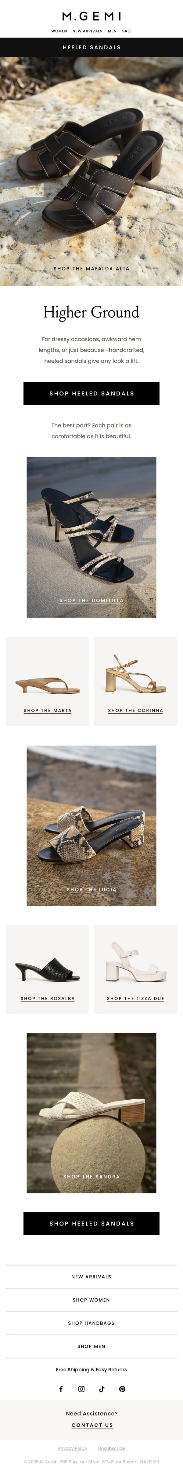 Summer Heels email from M.Gemi screenshot