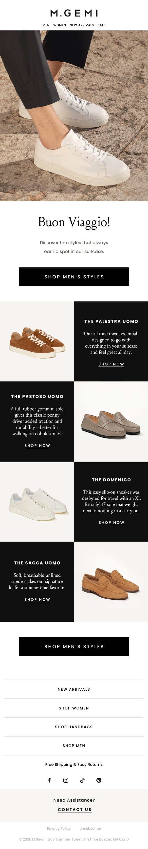 Our Favorite Travel Styles email from M.Gemi screenshot