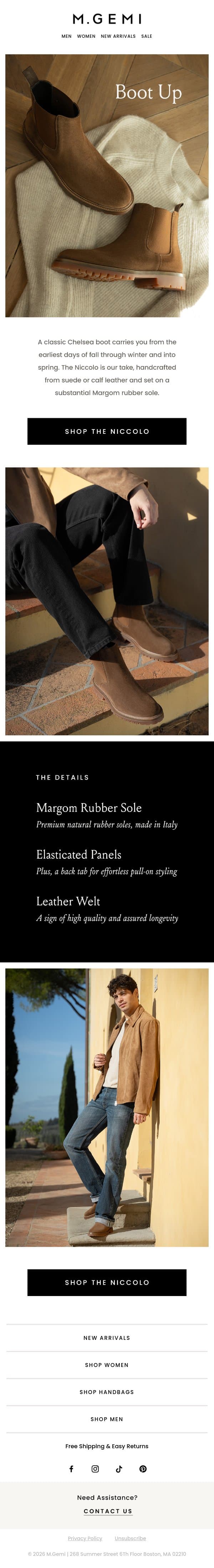 Reminder: Gear Up For Boot Season email from M.Gemi screenshot