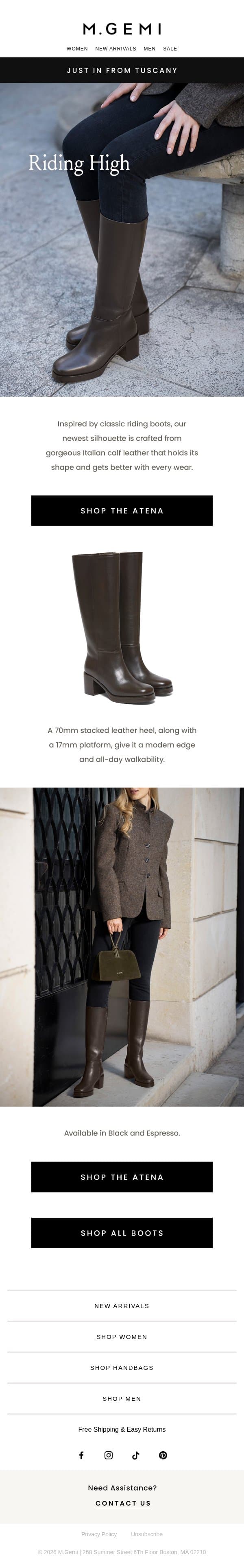 Meet Our NEW Riding Boot email from M.Gemi screenshot