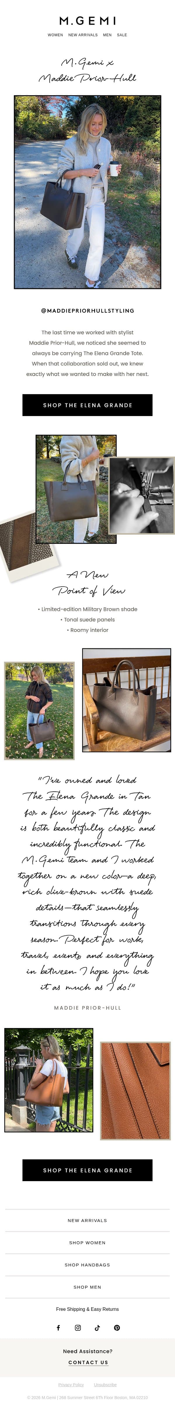 A New, Limited-Edition Elena Grande Tote email from M.Gemi screenshot