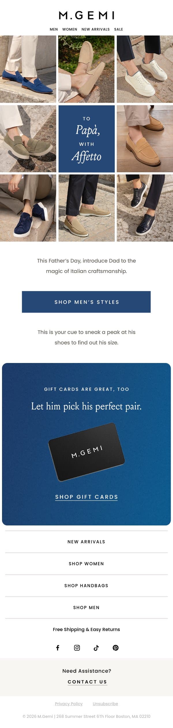 Two Weeks ‘Til Father’s Day! email from M.Gemi screenshot