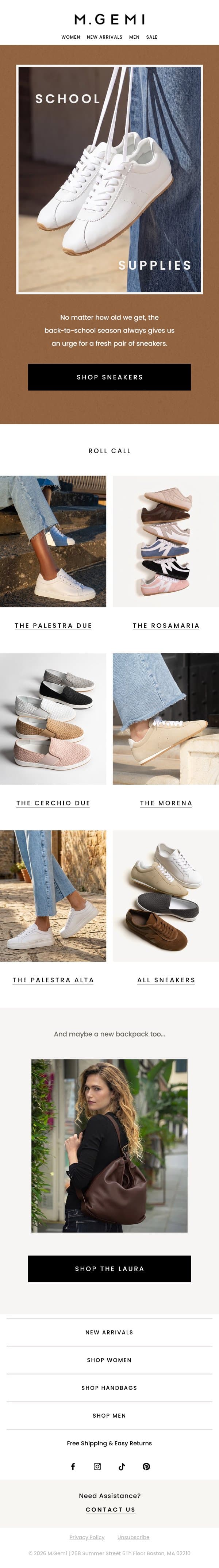 It’s Sneaker Season email from M.Gemi screenshot