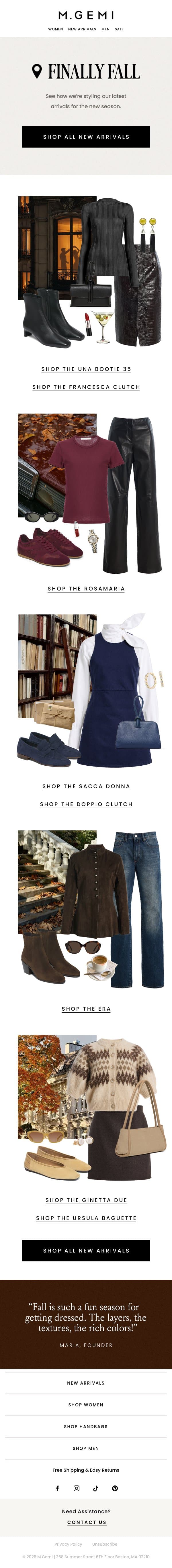 Fall Style Guide email from M.Gemi screenshot