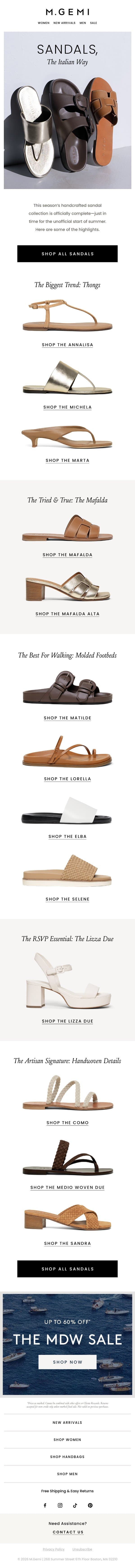 Every. Single. Sandal. email from M.Gemi screenshot