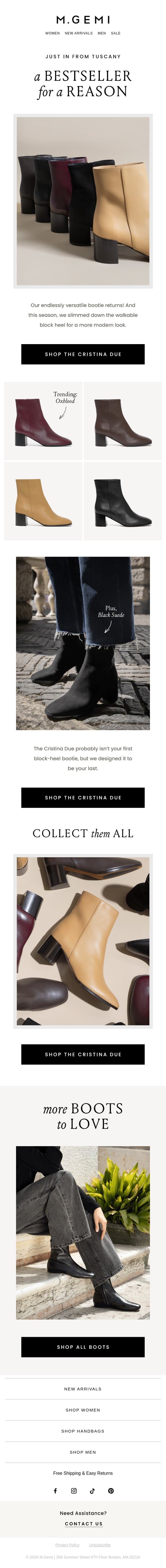 Big News For Boot Lovers email from M.Gemi screenshot