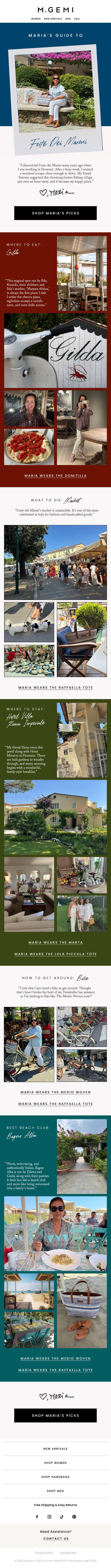 Maria’s Guide to Forte dei Marmi email from M.Gemi screenshot