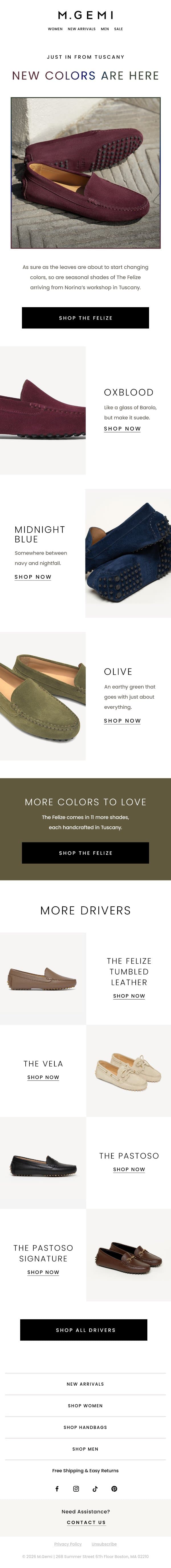 The Felize For Fall email from M.Gemi screenshot