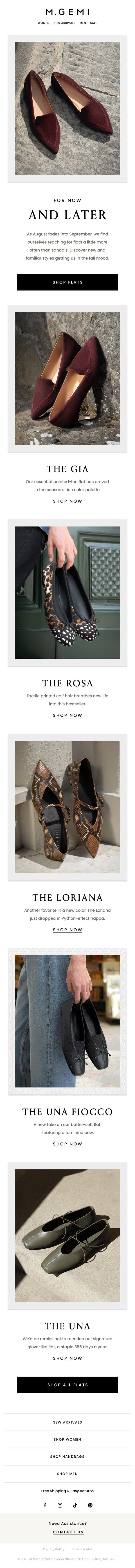 New Flats Are Here email from M.Gemi screenshot