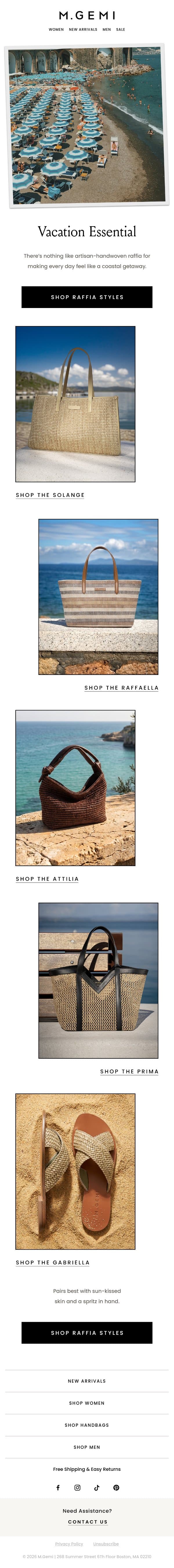 Sun’s Out, Raffia’s In email from M.Gemi screenshot
