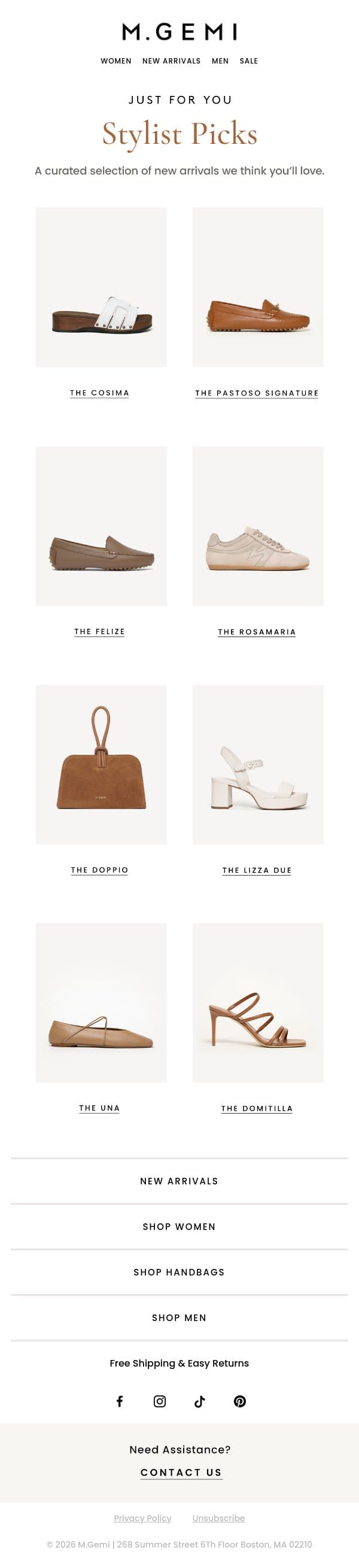 These Made Us Think Of You email from M.Gemi screenshot