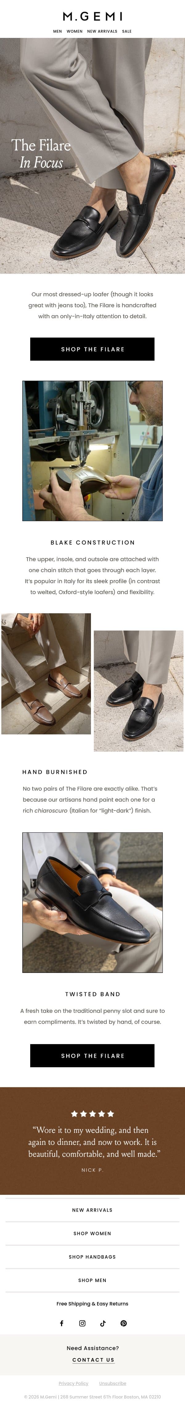 Our Most Versatile Loafer email from M.Gemi screenshot