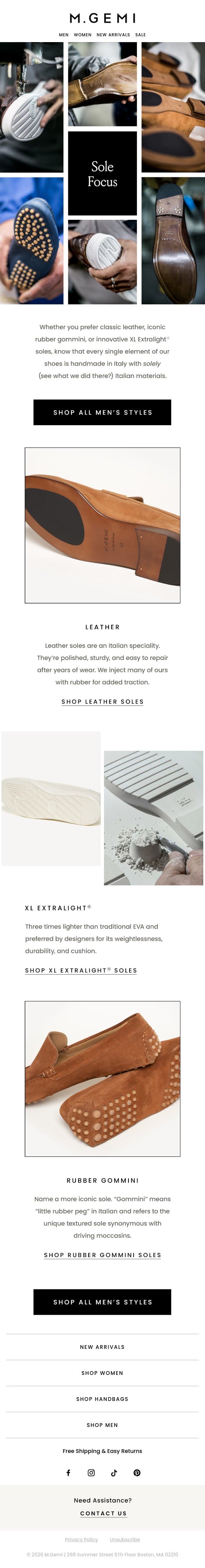 Shop By Sole email from M.Gemi screenshot