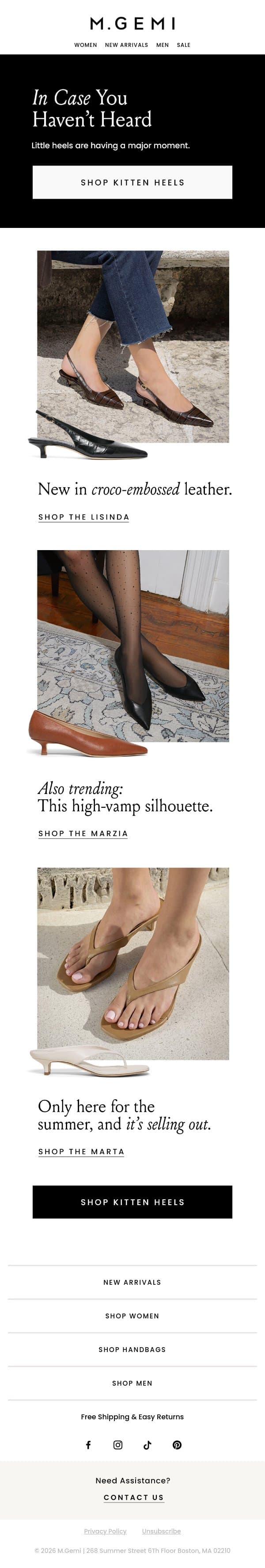 Now Trending: Kitten Heels email from M.Gemi screenshot