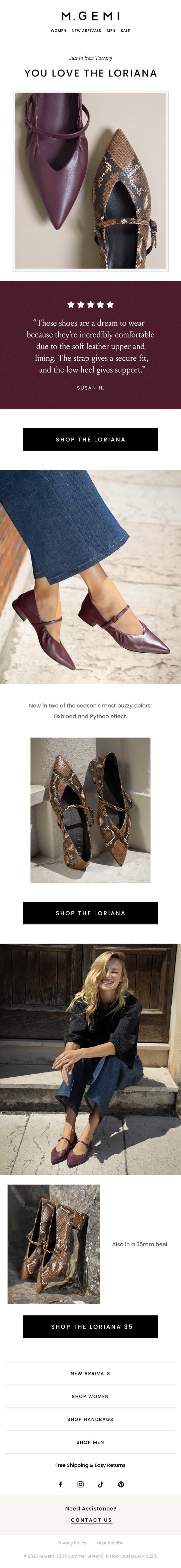 “A Dream To Wear” email from M.Gemi screenshot