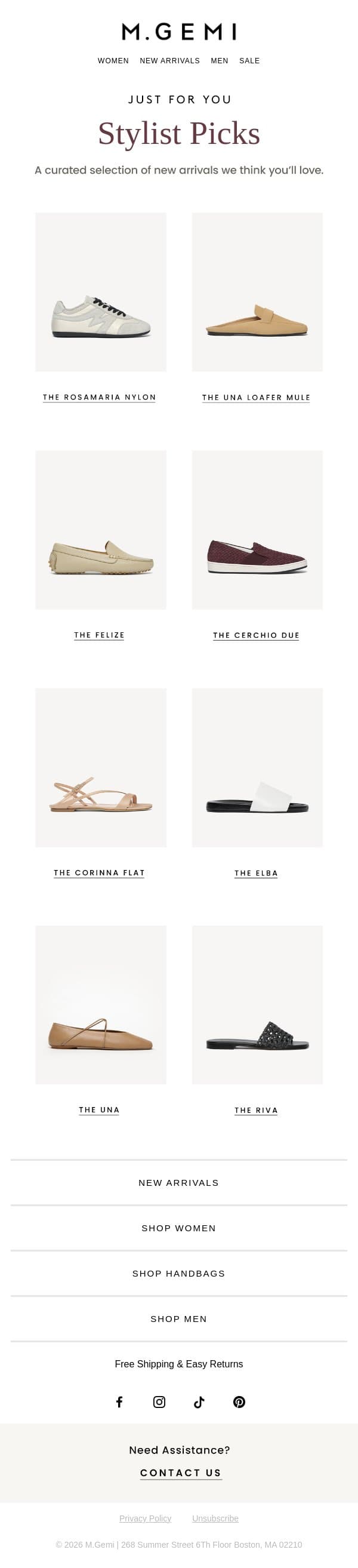 New Arrivals You Might’ve Missed email from M.Gemi screenshot