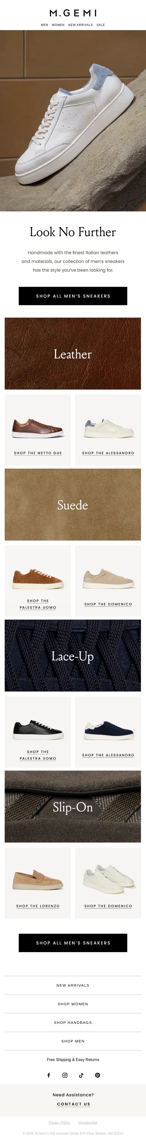 Made-In-Italy Sneakers email from M.Gemi screenshot