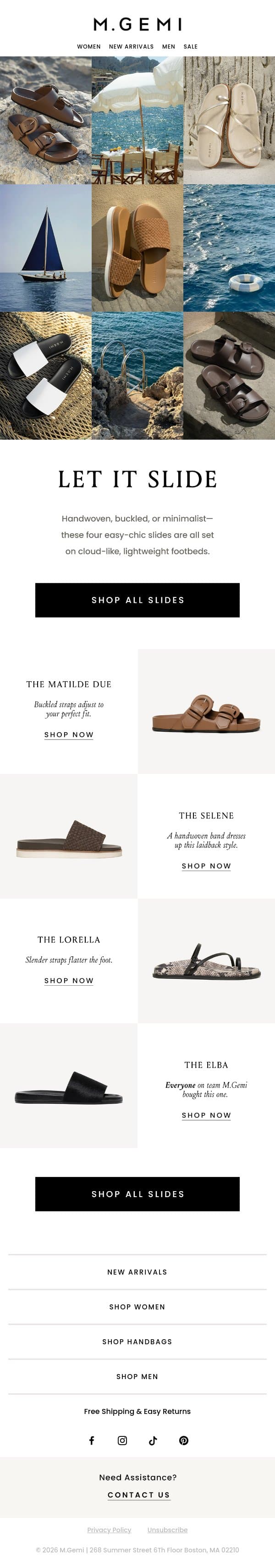 Our Most Cloud-Like Sandals email from M.Gemi screenshot