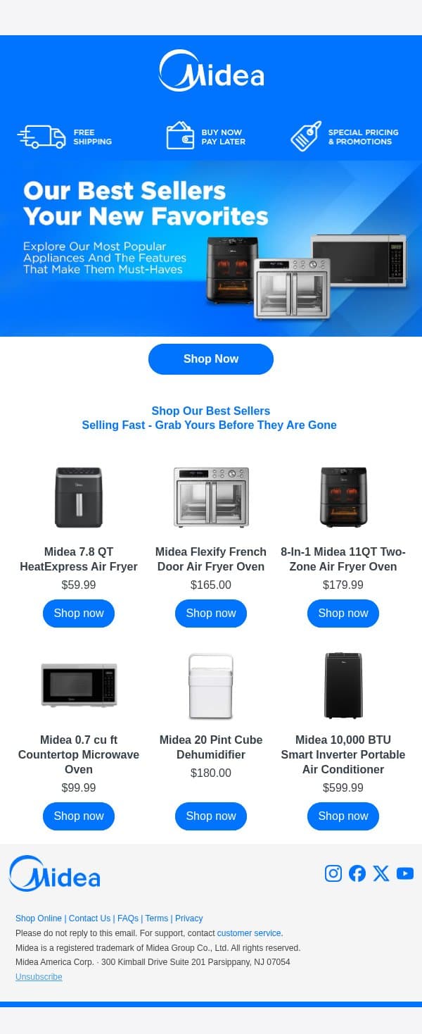 Don’t Miss Out: Best Sellers Are Going Fast email from Midea screenshot