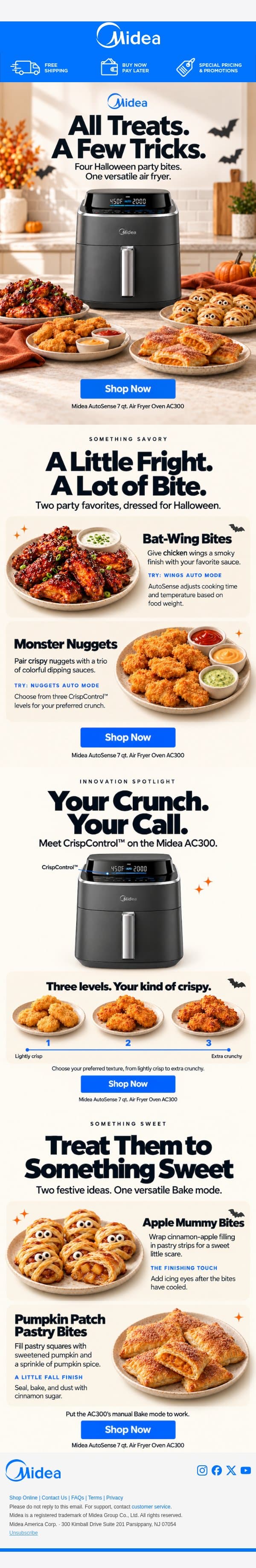 Your Holiday Menu Starts Here email from Midea screenshot