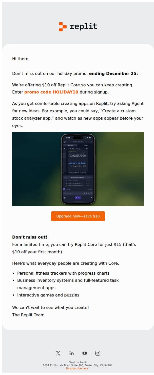 [Ends Dec 25] One-time limited offer email from Migma screenshot