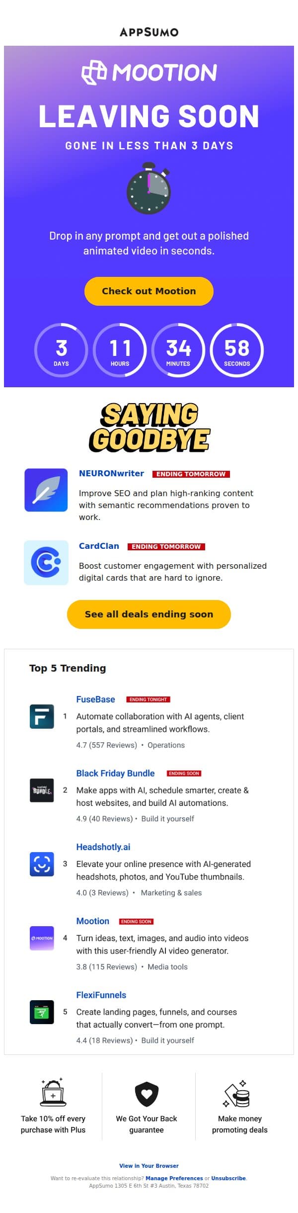 Set in Mootion email from Migma screenshot