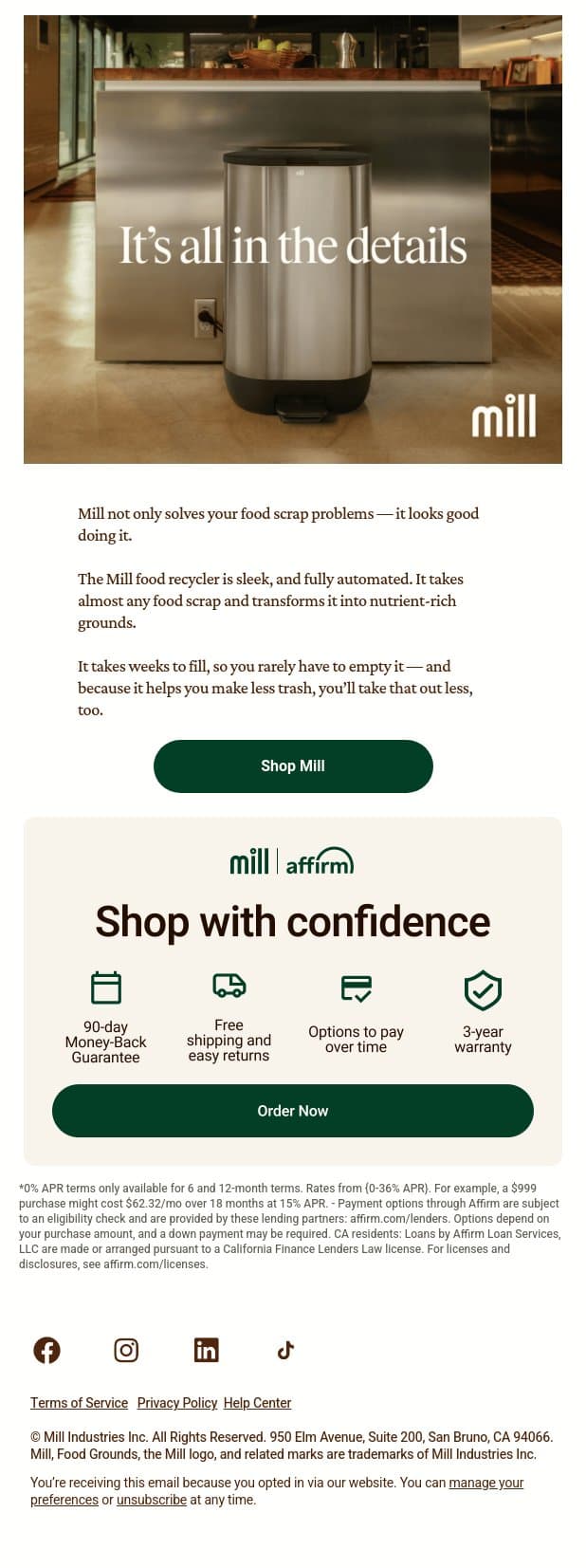 Sleek, modern, intelligent email from Mill screenshot
