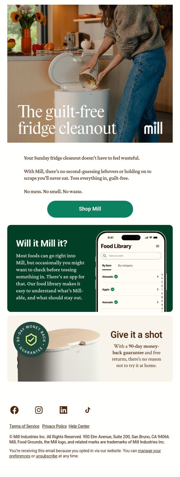 A new kind of weekend ritual email from Mill screenshot