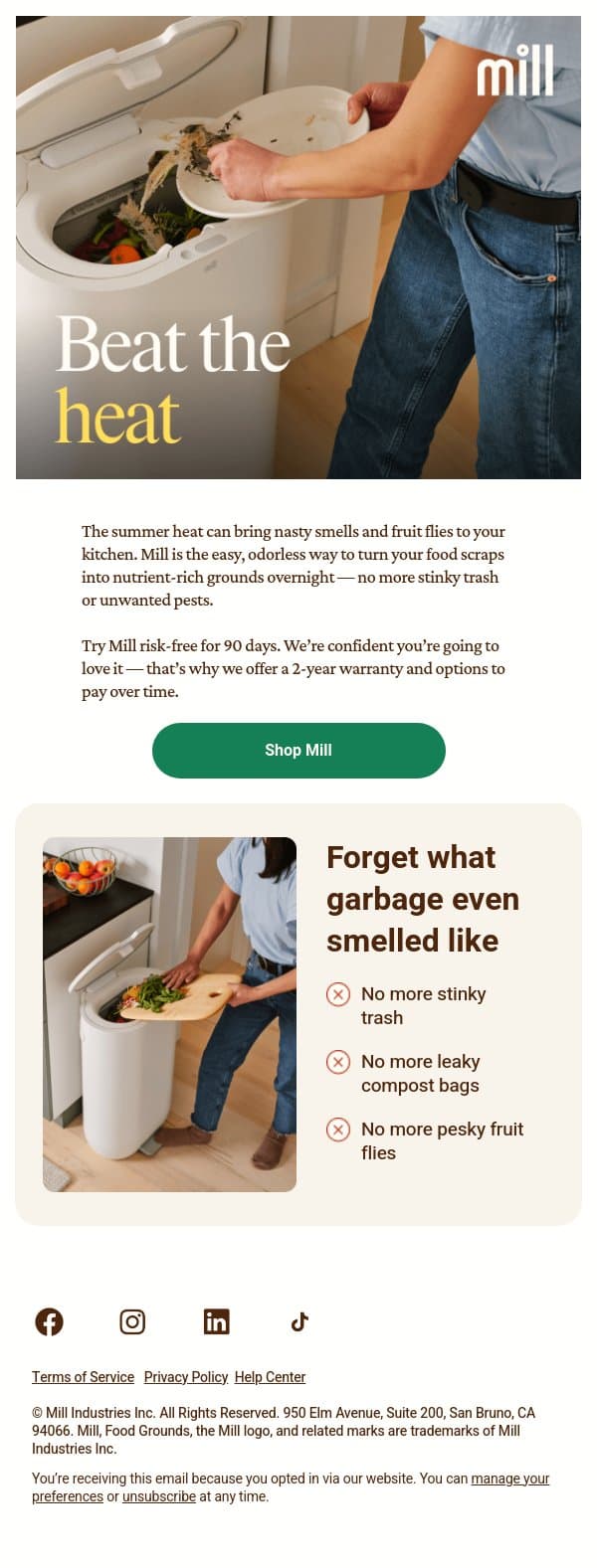 Get your kitchen ready for summer ☀️ email from Mill screenshot