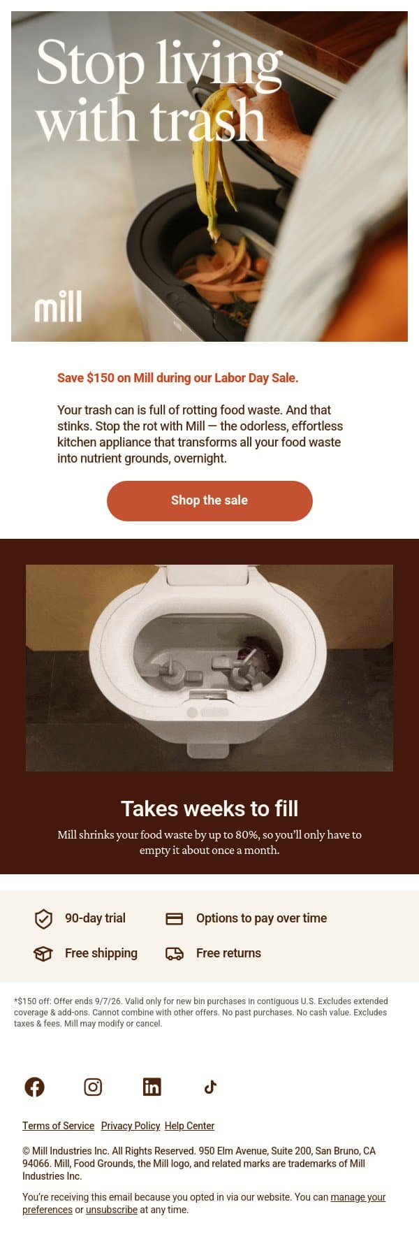 Ditch your trash can email from Mill screenshot