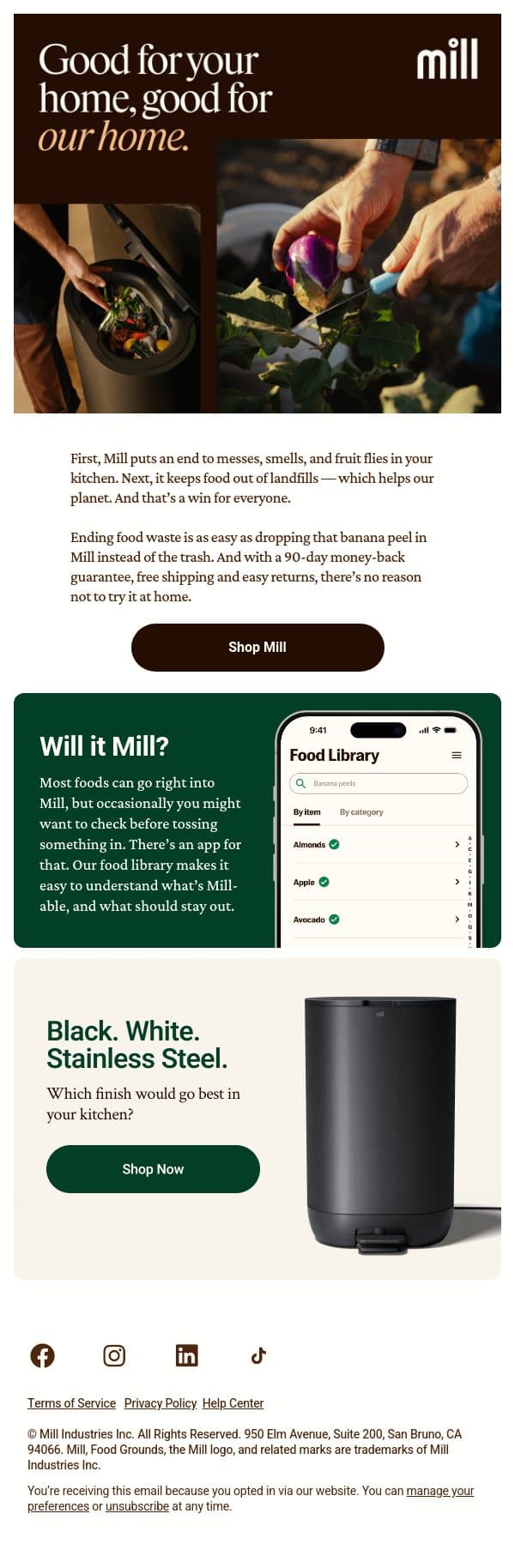Small habit. Big impact. 🌎 email from Mill screenshot