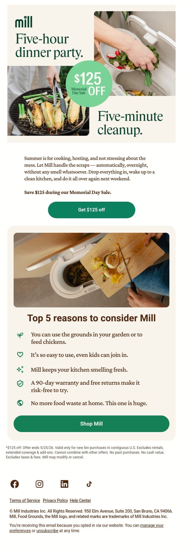 Summer hosting is easier with Mill email from Mill screenshot