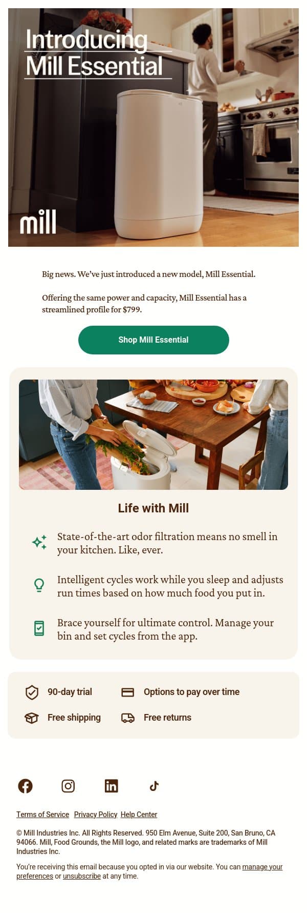 There’s a new Mill in town email from Mill screenshot