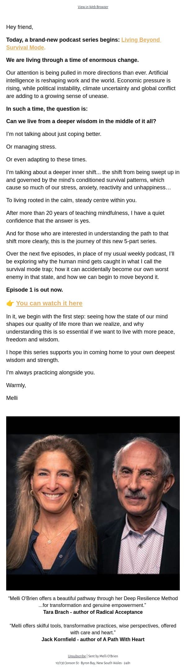Can we live from wisdom in the middle of it all? email from Mindful screenshot