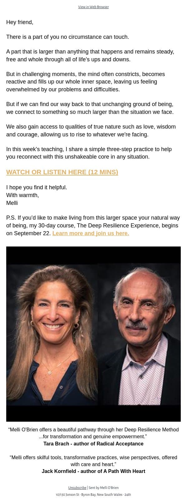 The Part of You No Circumstance Can Touch email from Mindful screenshot