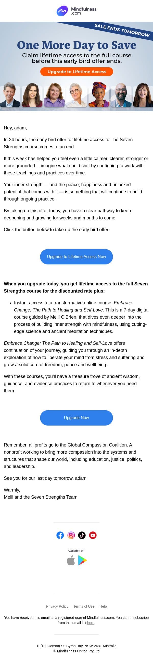 24hrs Left: Keep These Teachings for Life email from Mindful screenshot