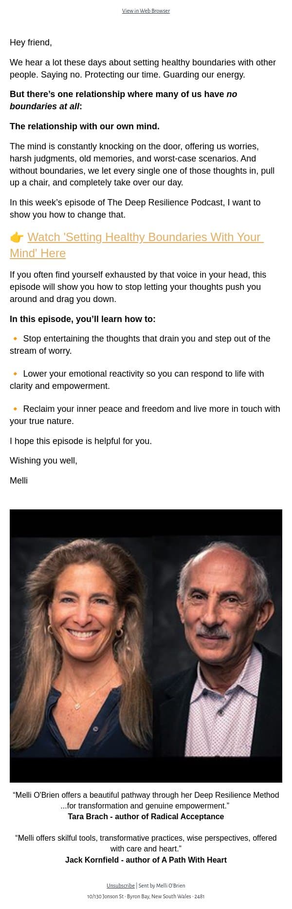 Setting Healthy Boundaries With Your Mind email from Mindful screenshot