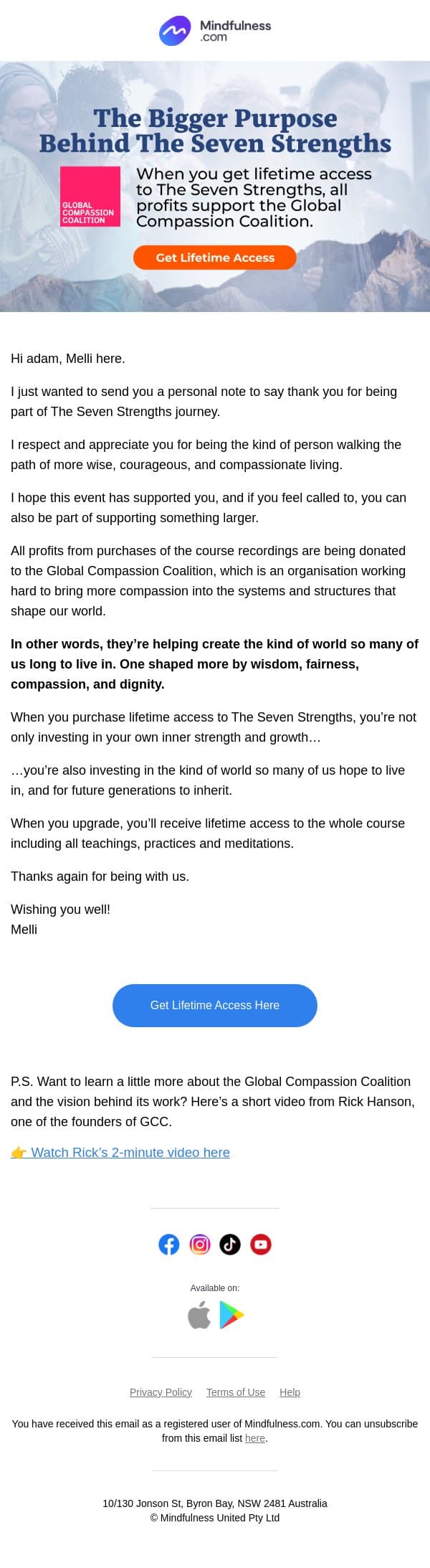 Keep These Teachings for Life + Support GCC email from Mindful screenshot