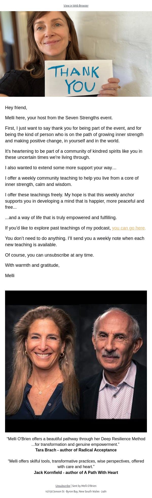 From Seven Strengths to Weekly Wisdom email from Mindful screenshot