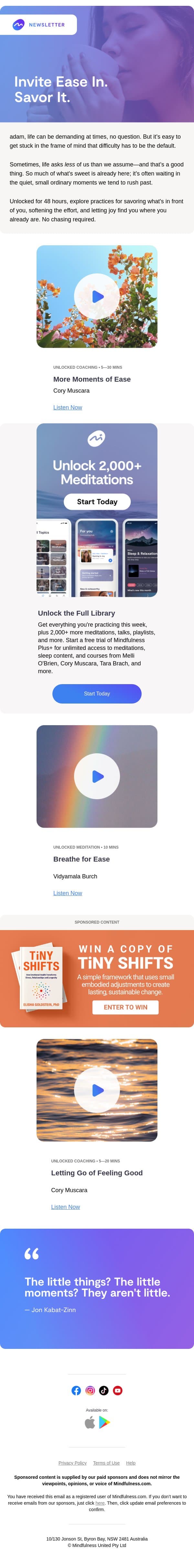 What if there’s nothing to chase? 😮‍💨 email from Mindful screenshot