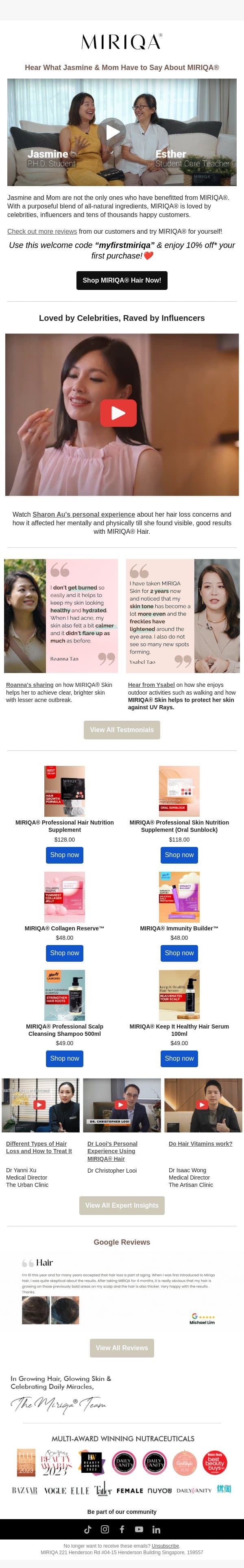 Raved by Celebrities and Loved By Influencers😍 email from Miriqa screenshot