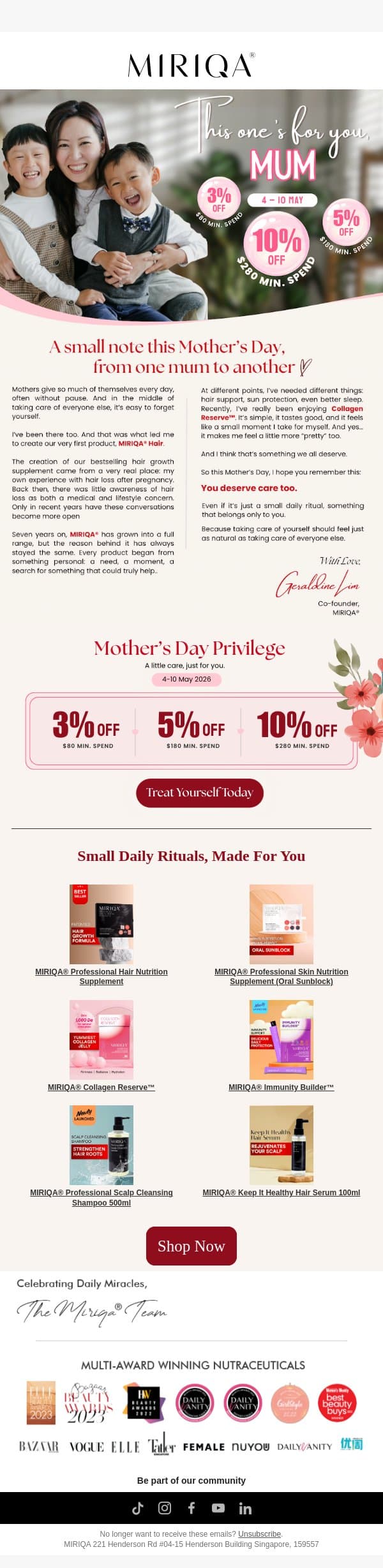 ✨From one mum to another, this is for you email from Miriqa screenshot