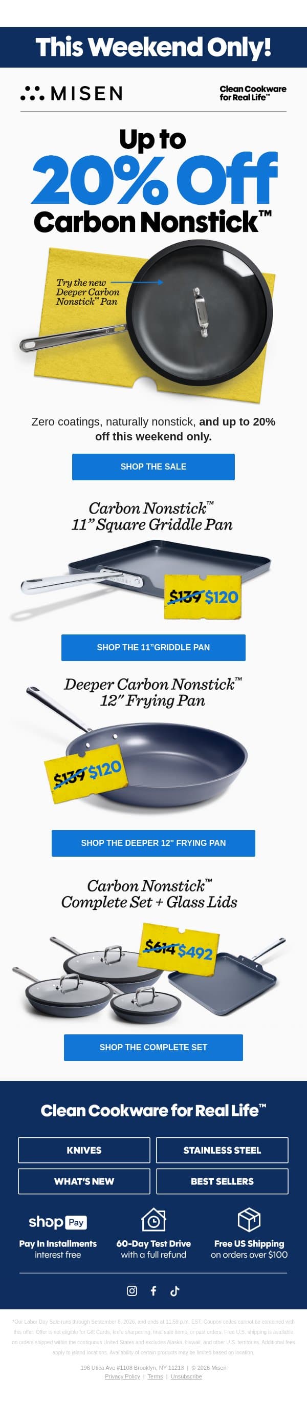 Labor Day Savings on Carbon Nonstick™ email from Misen screenshot