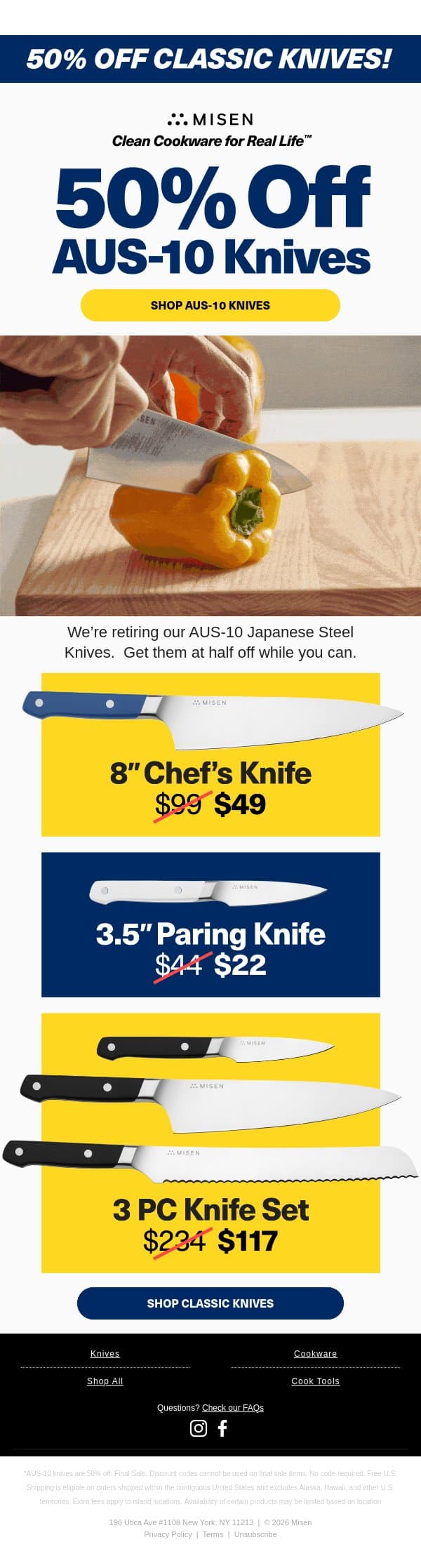 50% Off - Then They’re Gone email from Misen screenshot
