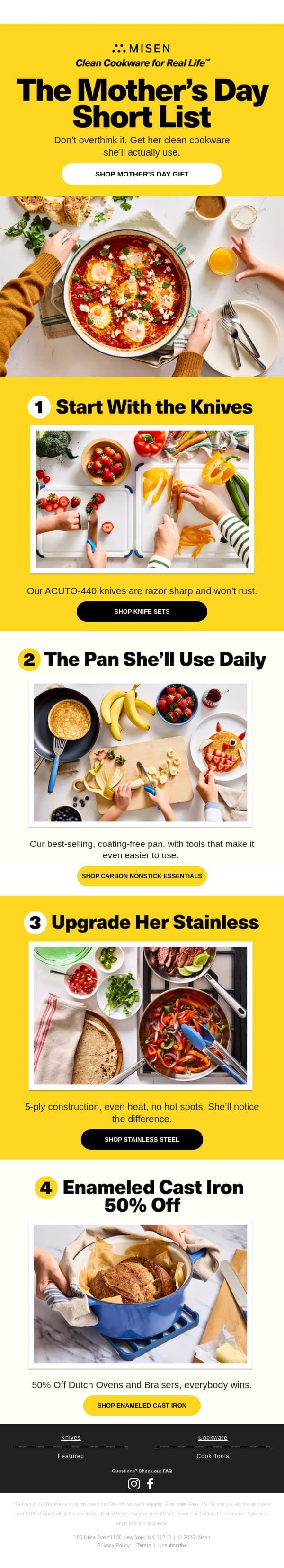 Our Most Gifted Picks for Mom email from Misen screenshot
